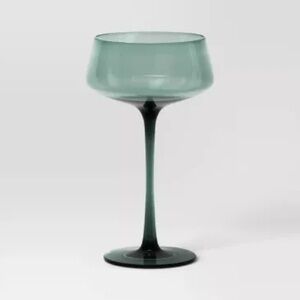 4!!!! THRESHOLD NWT glass cocktail coupe glasses -green